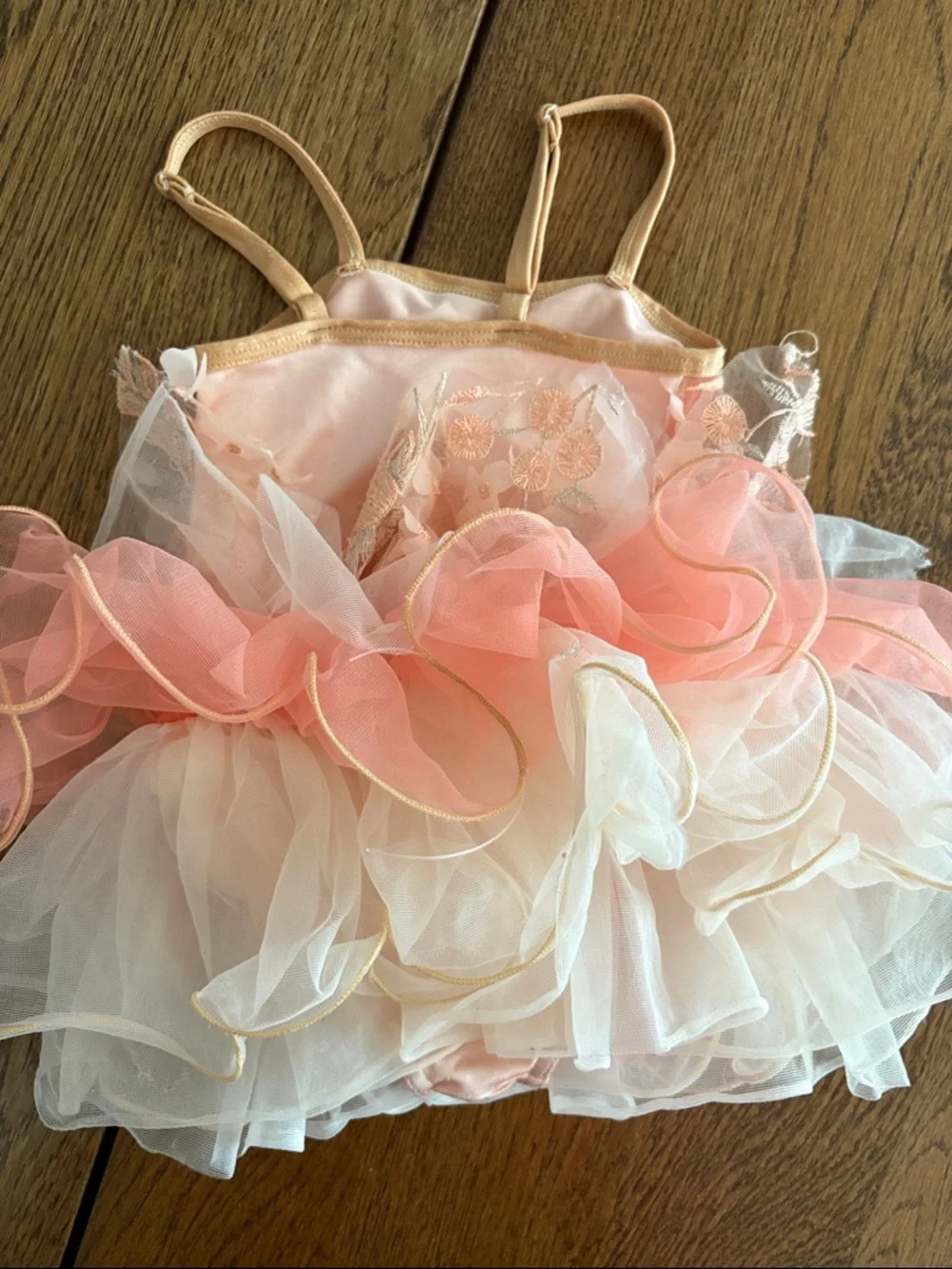 A Wish Come True 2-4Y Satin Slipper Kids Pink Floral Ballet Tutu Tulle Dress